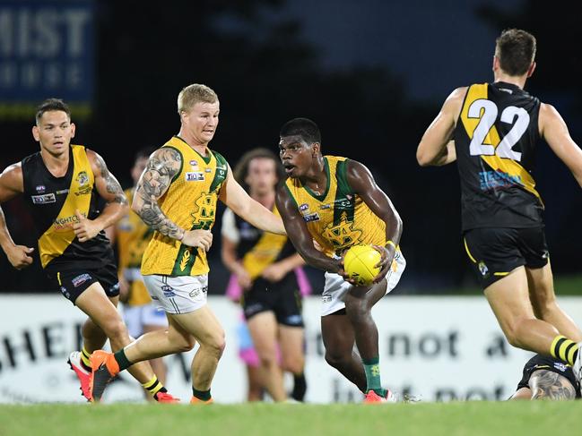 Star Saints junior Maurice Rioli Jr has been picked up at No.51 by the Richmond Tigers. Picture: Felicity Elliott/AFLNT Media