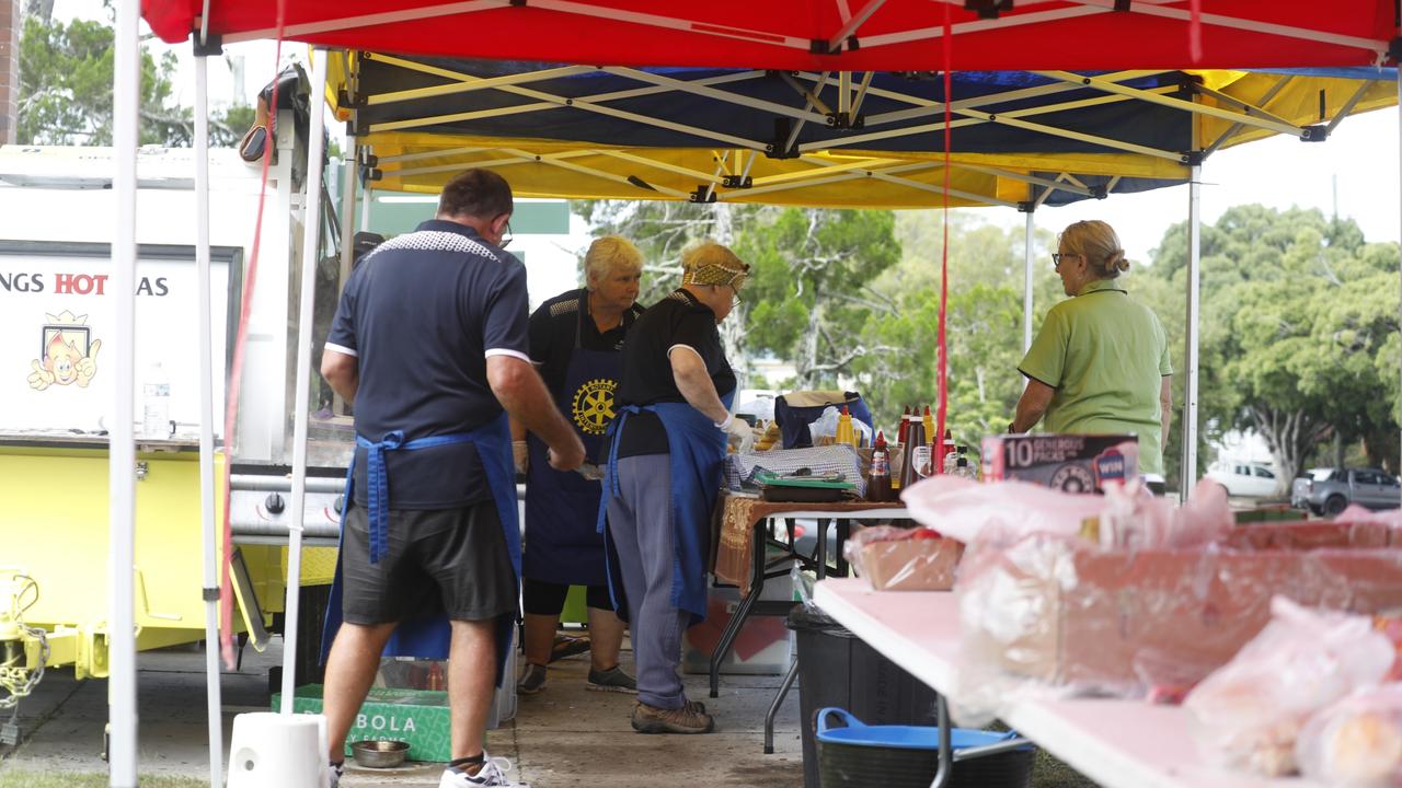 Hardworking volunteers cooking up meals in Wardell on Monday, March 7, 2022. Picture: Liana Boss