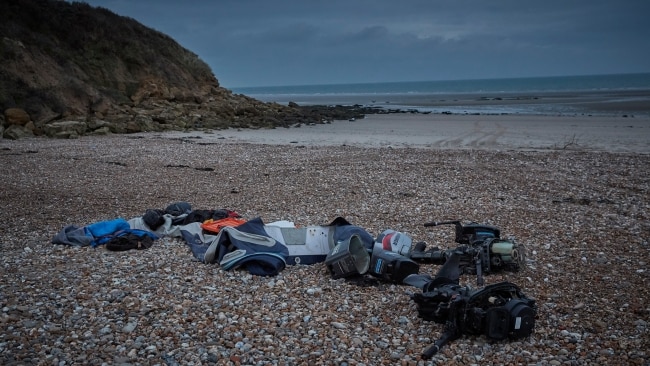 Clothing, bags and life jackets left behind after the tragedy on the French coast. Picture: Kiran Ridley/Getty Images