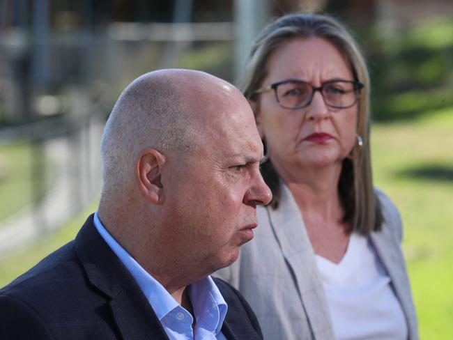 MELBOURNE, AUSTRALIA - NewsWire Photos, DECEMBER 17, 2021.Victorian Treasurer, Tim Pallas and Minister for Transport Infrastructure, Jacinta Allan hold a doorstop to discuss the cost blowout on the Westgate tunnel project.  Picture: NCA NewsWire / David Crosling