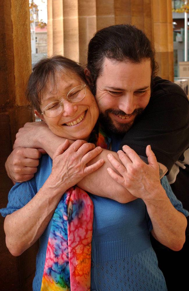 Former death row prisoner Sunny Jacobs visiting with son Eric in 2007 who lived in Adelaide, South Australia