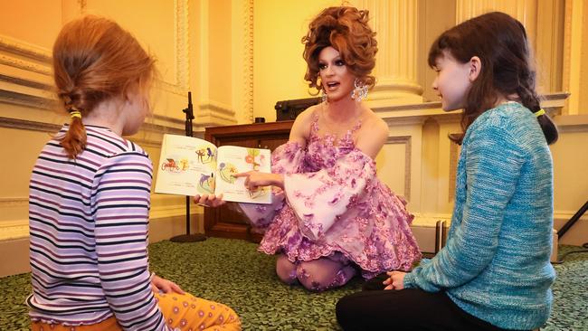 Drag Queens hosted a story time event at Parliament House for IDAHOBIT Day this year, but Mr Griffith-Jones wants to see the events banned. Picture: David Caird