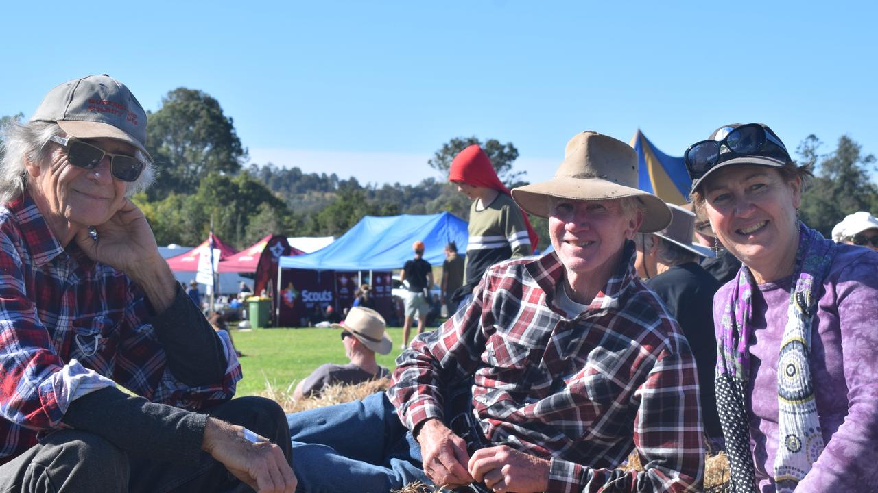 Mary River Festival at Kandanga, July 17, 2021: Don Gibbs, Hume Field and Michelle Jeppesen of Bella Creek. Pictures: Josh Preston