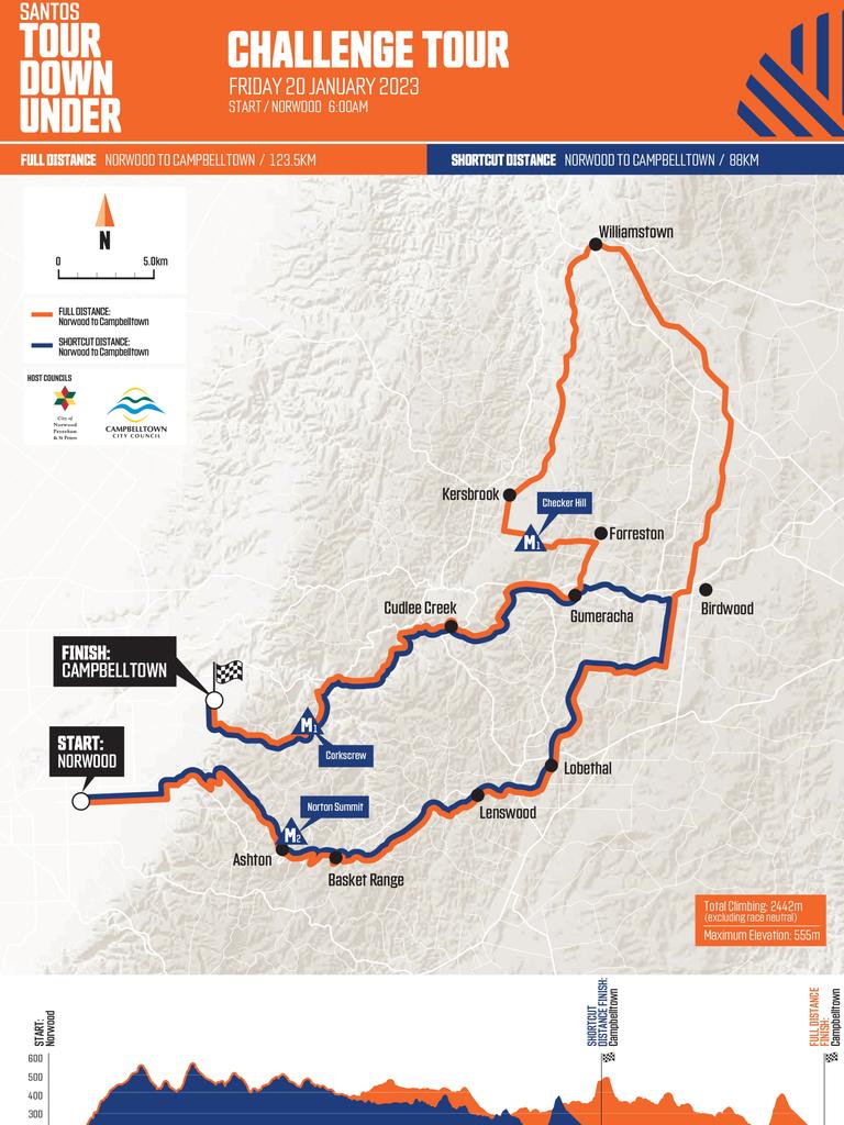 map of tour down under 2023