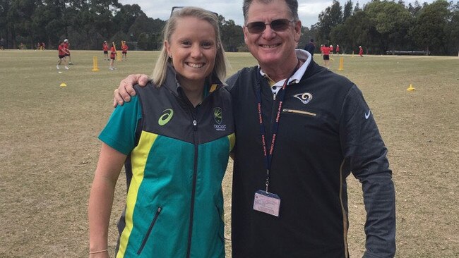 Alyssa Healy and Barker cricket coach Steve Thomlinson.