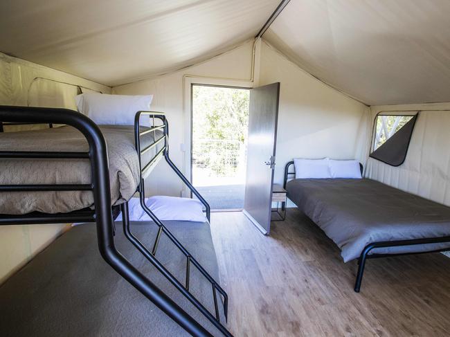 Inside one of the eco-friendly safari tents. Picture: Nigel Hallett