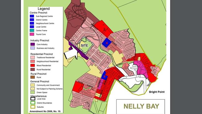 Townsville City Council planning zones for 55-77 Kelly St in Nelly Bay.