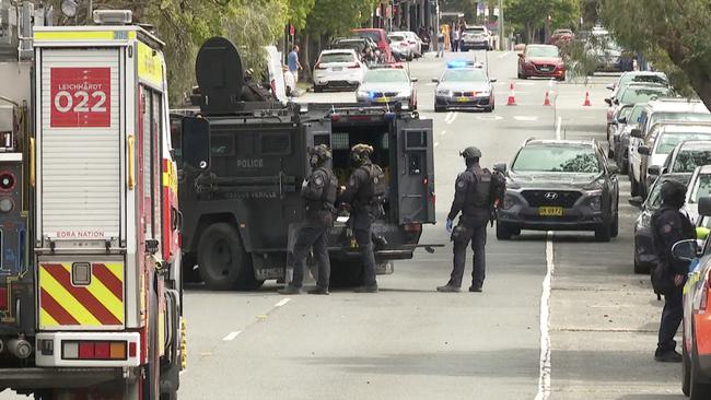 A Sydney street was placed into lock down after reports of a man threatening people with a machete. Picture: TNV