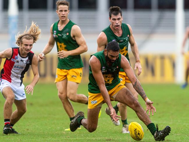 Saints star Raph Clarke will be eligible to play in the 2021 CAFL finals series if his Pioneer team beats South Alice Springs on Saturday. Picture: Che Chorley