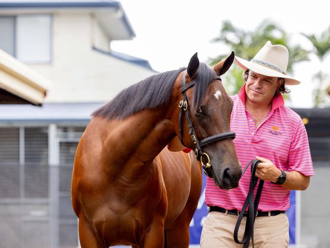 Coolmore boss Tom Magnier with Lot 1007, who sold for $3.2m. Picture by Luke Marsden.