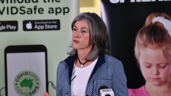 South Australian Chief Public Health Officer Dr Nicola Spurrier speaks to the media in Adelaide. Picture: AAP Image/David Mariuz