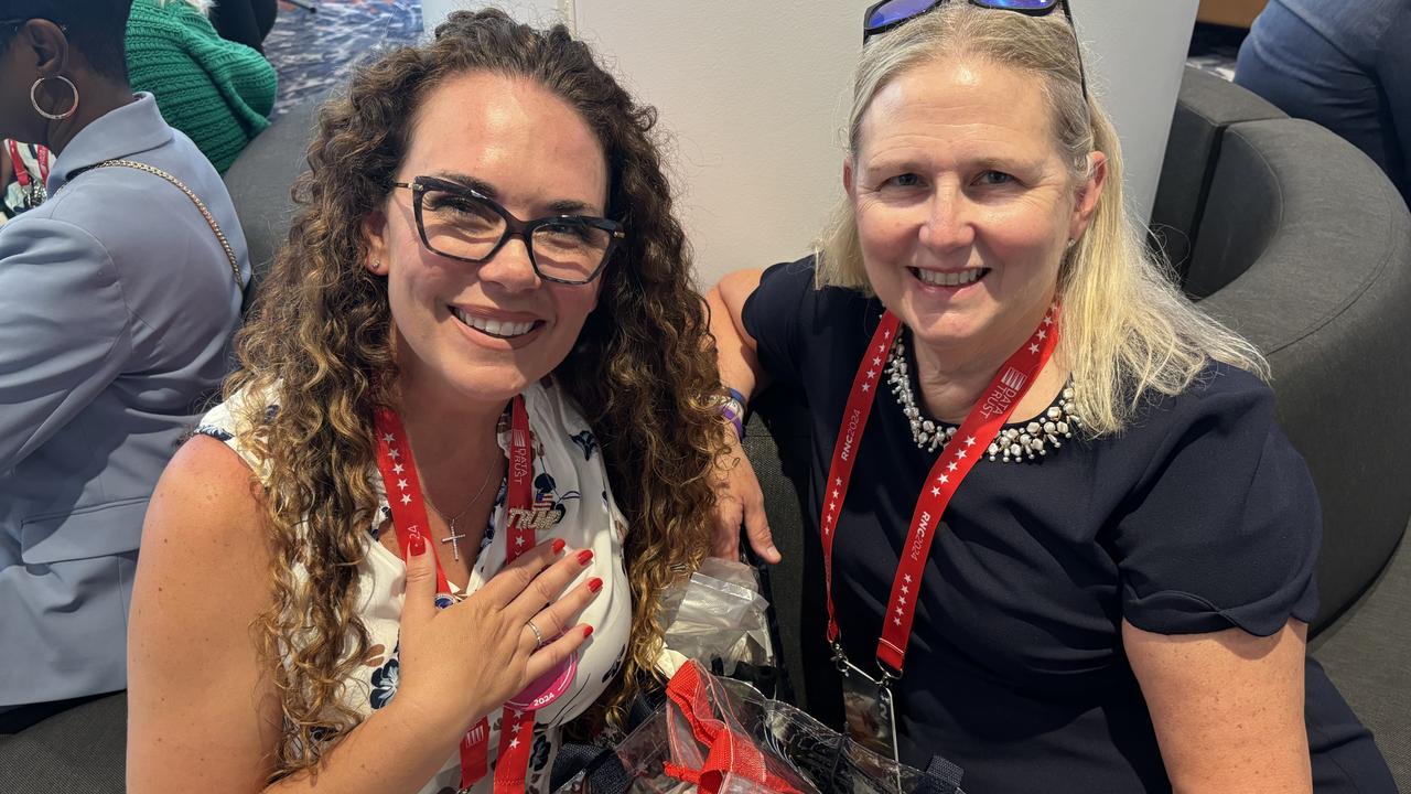 Republican National Convention attended Candice Bright (left) from Arkansas. Picture: Benedict Brook/news.com.au