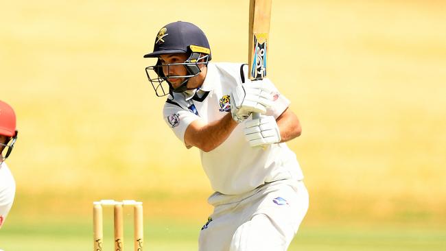 Chris Spinella of St BernardÃs OC bats during the Victorian Sub-District Cricket Association match between St Bernard's OC and Preston at St Bernard's College, on February 24, 2024, in Melbourne, Australia. (Photo by Josh Chadwick)