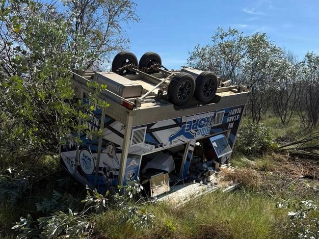 The Blue Hope team was involved in an accident that left their outreach trailer destroyed. Photo: Contributed