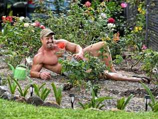 Paul Rix gardening naked. Picture: Rob Williams