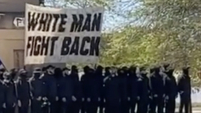 A 'White supremacists' rally in the country NSW town of Corowa over the weekend. Picture: Supplied