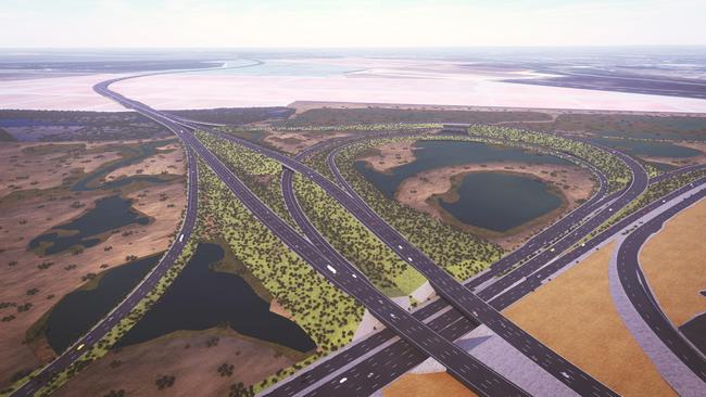 Artist’s impression of the $985 million Northern Connector. This is the Port River Expressway Interchange.