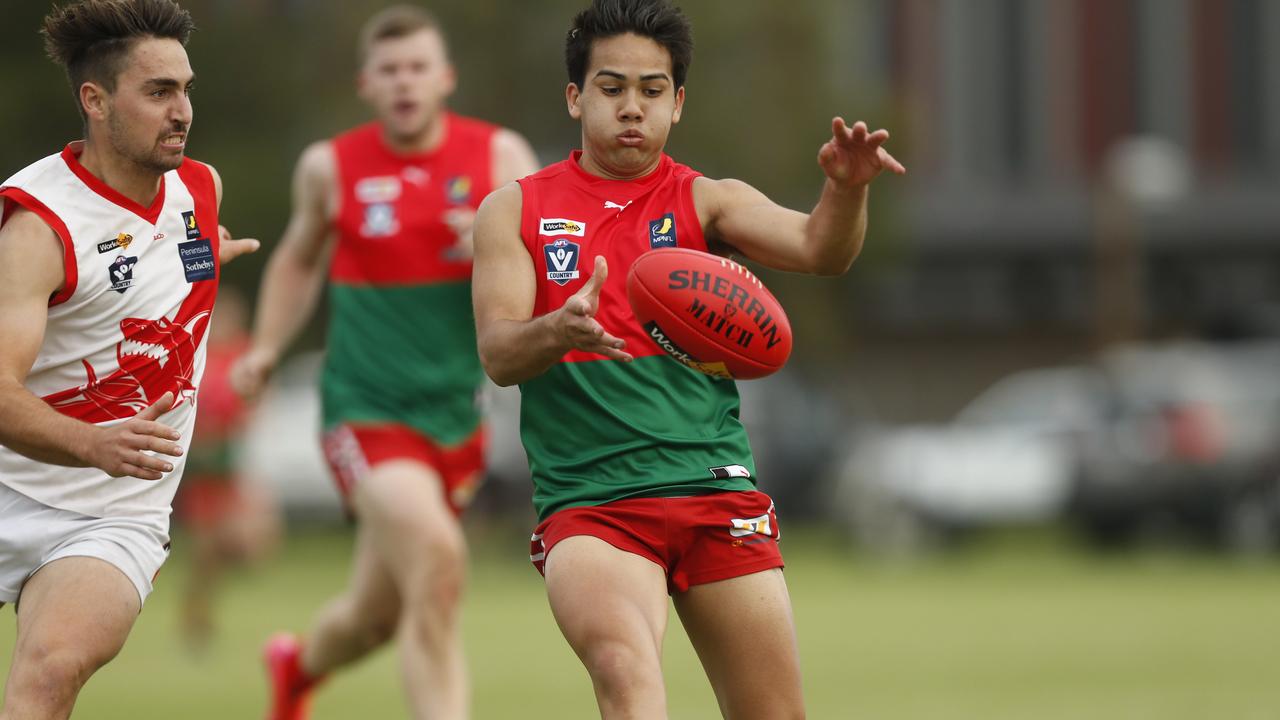 MPNFL: Action from the clash between Pines and Sorrento. Picture: Valeriu Campan