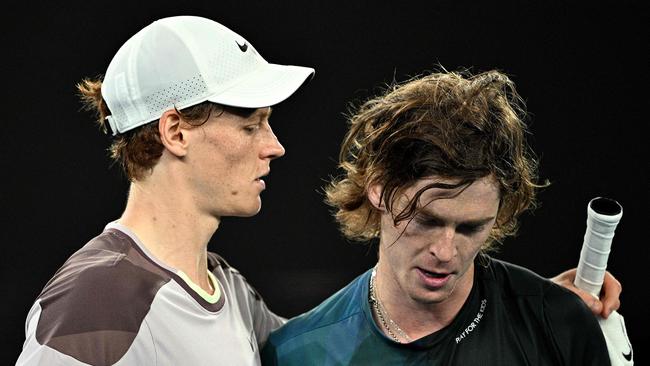 Could Jannik Sinner (L) be the man to take down the King of Melbourne Park? Picture: AFP