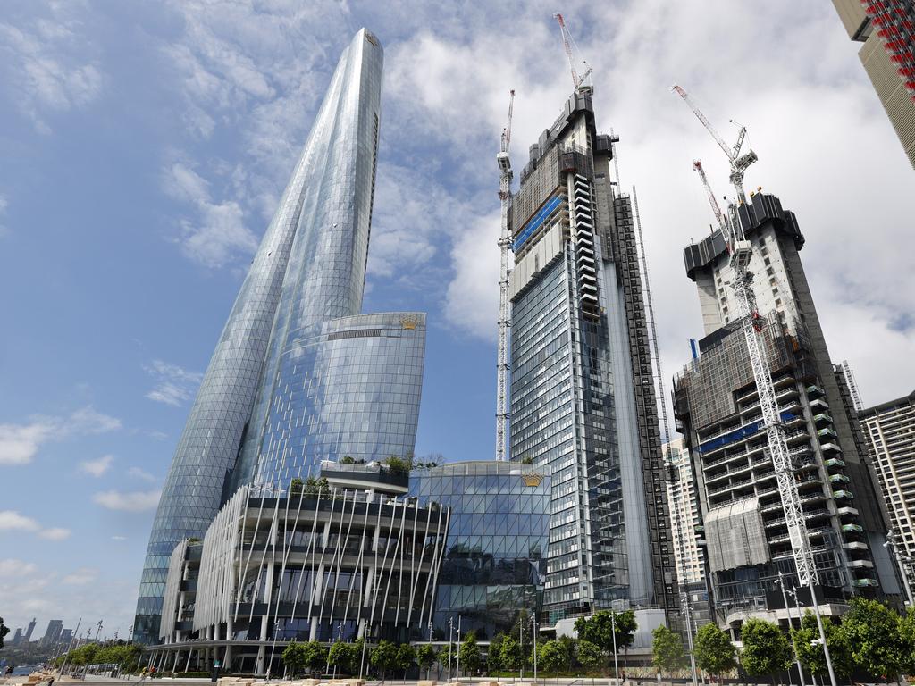 One Sydney Harbour (centre) at Barangaroo in Sydney, under construction in January last year. Picture: Richard Dobson