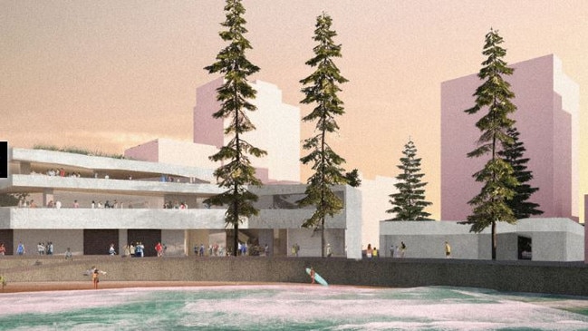 A concept design for the proposed new three-storey Manly Life Saving Club and associated community facilities building. Northern Beaches Council is inviting feedback from the community on the draft concept plans. Picture: TERROIR.