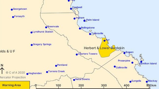 The Bureau of Meteorology's warning area.