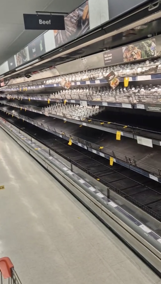 Queensland supermarkets have been left without stock due to extreme flooding. Picture: TikTok/@womeninbuilding