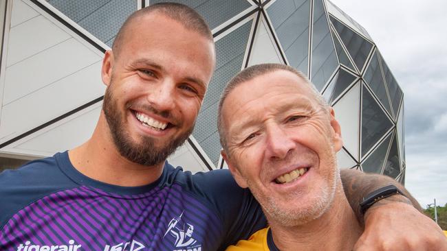 AFTER: Craig Bellamy and Sandor Earl had their heads shaved after helping to raise more than $30,000 for the Leukaemia Foundation. Picture Jay Town