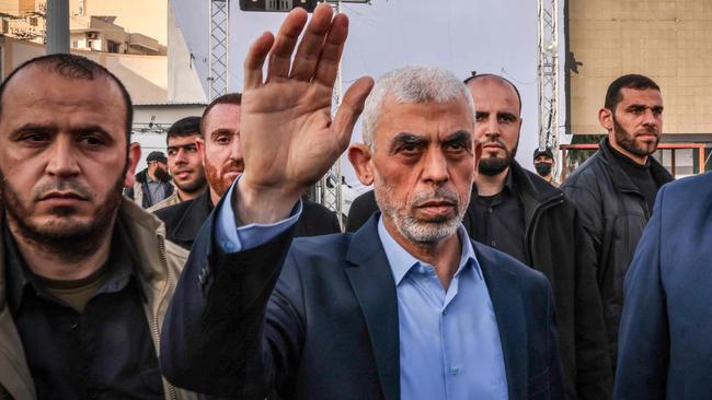 Yahia Sinwar (C), Gaza Strip chief of the Palestinian Islamist Hamas movement. Picture: Mohammed Abed/AFP