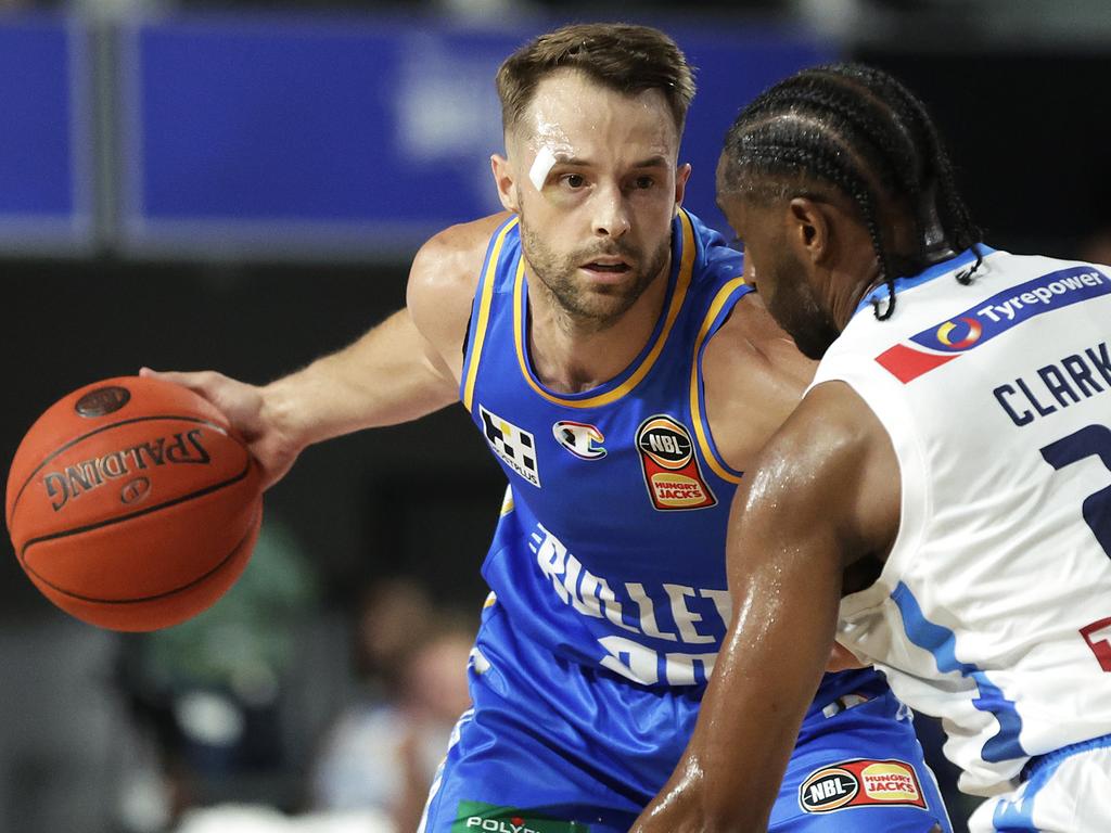 Nathan Sobey had a horrible first half but finished with 19 points for the Bullets. Picture: Russell Freeman/Getty Images