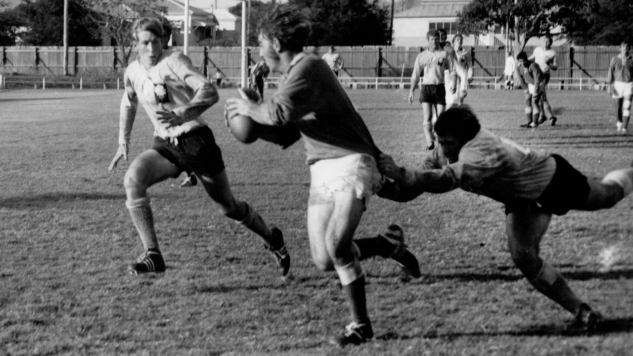 Steve Crear (left) in action at Browne Park in August 1970.