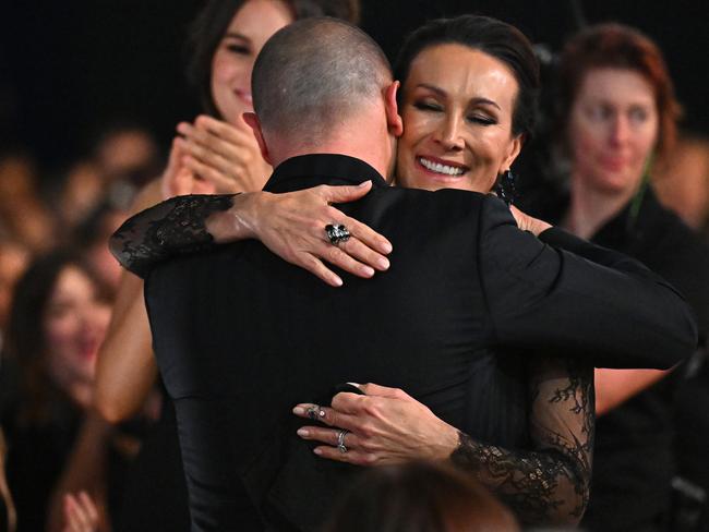 Emdur embraces his wife Sylvie Emdur after winning the Gold Logie Award for Most Popular Personality on Australian Television in 2024. Picture: Getty Images for TV WEEK Logie Awards