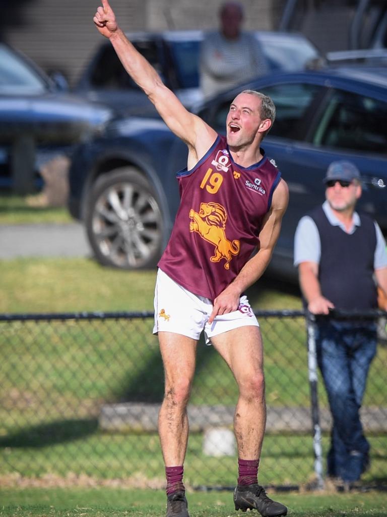 Palm Beach Currumbin QAFL player Blair Rubock in action. Picture: Highflyer Images.