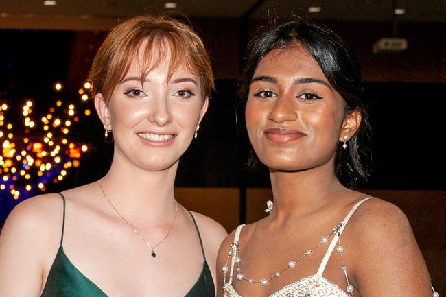 Sarah Callaghan and Cathleen Jacob at St Patrick's formal, July 30, 2022. Picture: Michaela Harlow