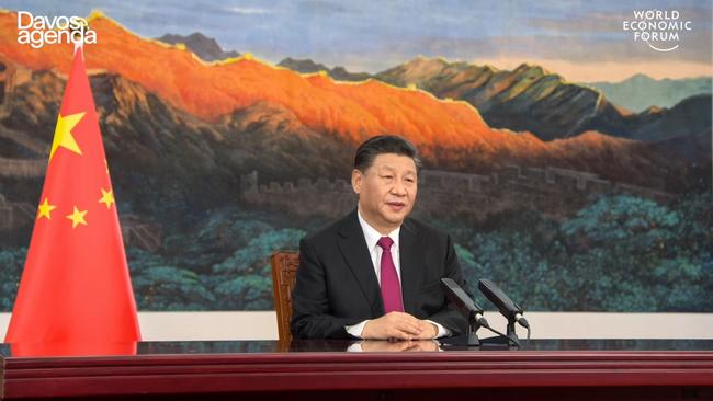 China's President Xi Jinping speaks at the all-virtual World Economic Forum. Picutre: AFP