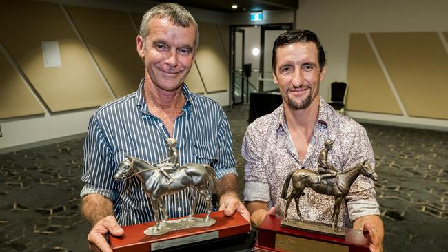 Gary Clarke (left) and Jarrod Todd won big at the 2024 Top End Racing Awards night. Picture: Caroline Camilleri.