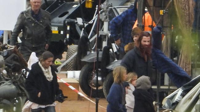 The Thor star’s wife, father and three kids are part of the movie and were spotted on set. Picture: Media Mode