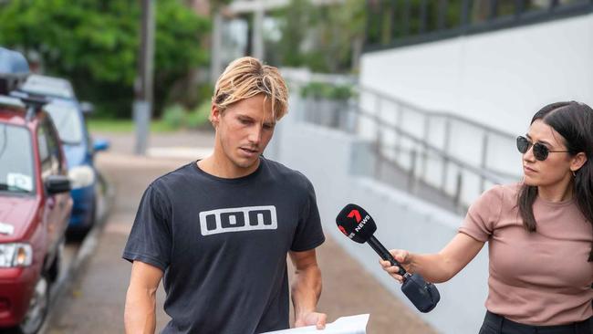 Connor John Christopher Lyons leaves Maroochydore Court House after his first arrest in December 2024. Picture: Patrick Woods.