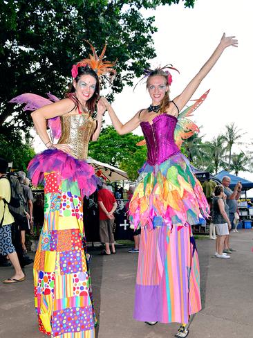 Fairy Jill and Fairy Lisa at the last Mindil Markets for 2017. Picture: Michael Franchi