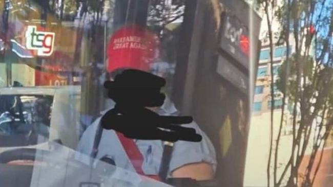 A Brisbane Bus driver has been seen wearing a trump hat. Picture: supplied