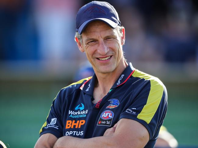 ADELAIDE, AUSTRALIA - FEBRUARY 16: Matthew Clarke, Senior Coach of the Crows during the 2020 AFLW Round 02 match between the Adelaide Crows and the St Kilda Saints at Richmond Oval on February 16, 2020 in Adelaide, Australia. (Photo by Matt Turner/AFL Photos via Getty Images)