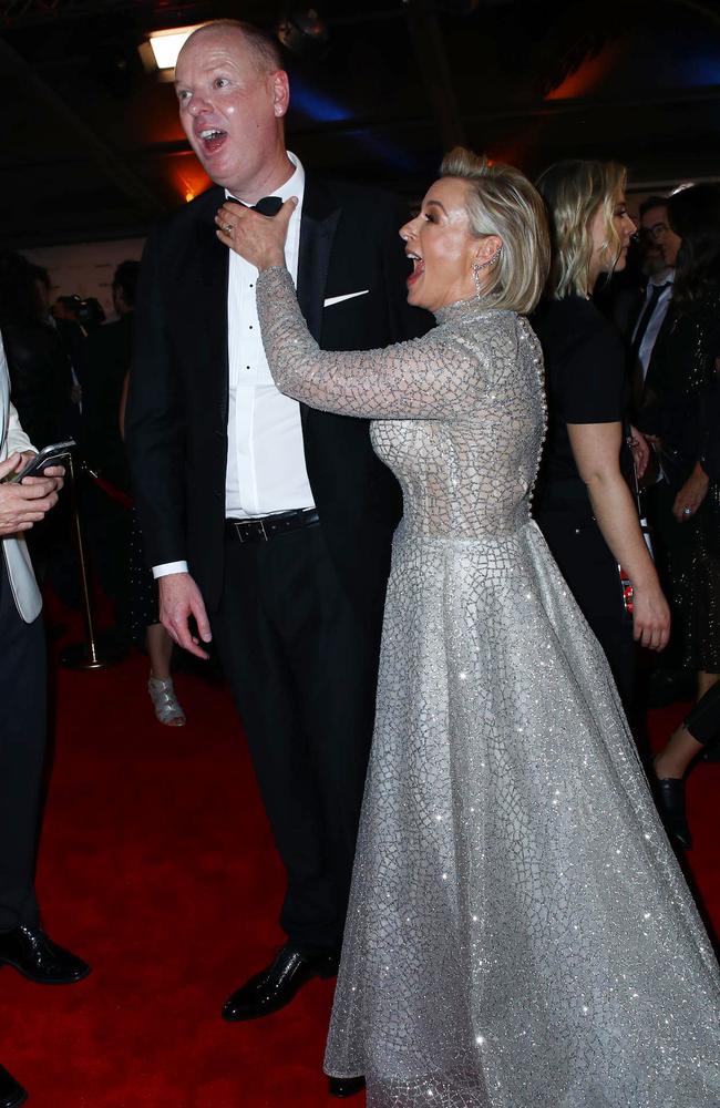 Tom Gleeson and Amanda Keller were friendly rivals on Logies night. Picture: MATRIX