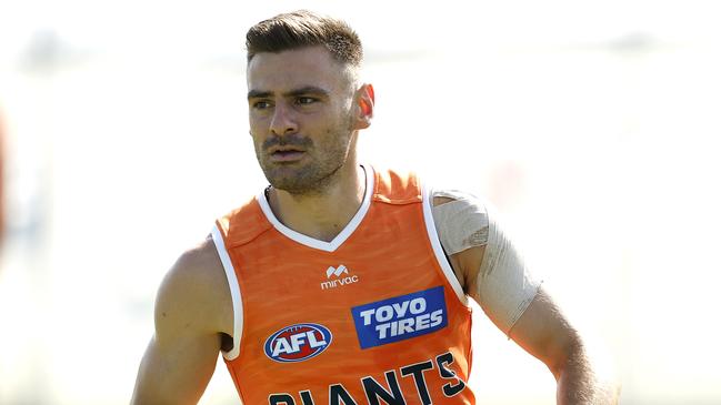 Stephen Coniglio during warm up ahead of the GWS Giants match sim session on January 27, 2025. Photo by Phil Hillyard (Image Supplied for Editorial Use only - **NO ON SALES** - Â©Phil Hillyard )