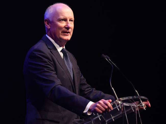 SYDNEY, AUSTRALIA - MARCH 06: AFL Chairman Richard Goyder speaks on stage during the 2024 AFL season launch at Roslyn Packer Theatre on March 06, 2024 in Sydney, Australia. (Photo by Mark Metcalfe/Getty Images)