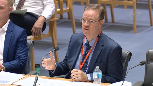 Smart Energy Council CEO John Grimes appearing at a parliamentary hearing.