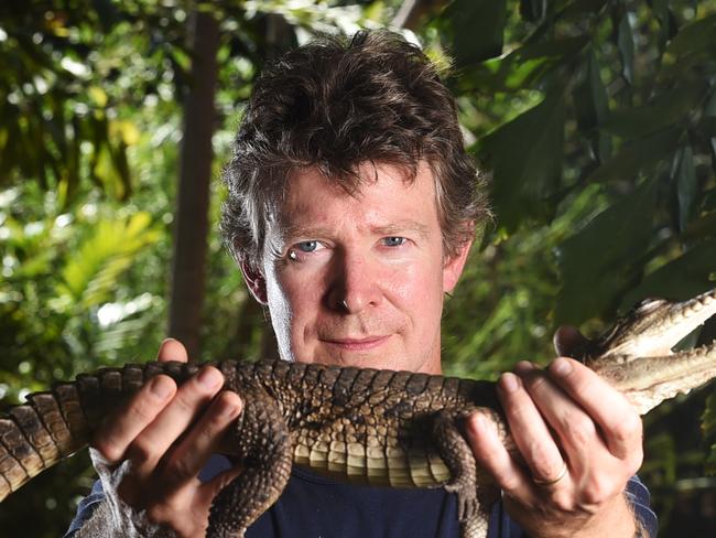 Territorian crocodile researcher Adam Britton with fresh water crocodile Gumagan appeared in an episode of Steve Backshall's Deadly 60.