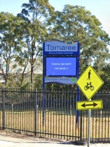 Tomaree High School. Closed on Thursday July 23 for deep cleaning after a confirmed COVID-19 case. Google street view.