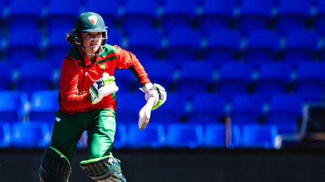 Riley Whitelaw batting for Tasmania in the Under 17’s National Cricket Championship. Picture: Linda Higginson/Cricket Australia