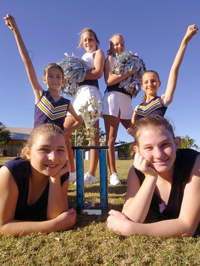 News; The Cowboys cheerleaders took out the champion club award at an international cheerleading competition at the Gold Coast. The Cowboys sent three teams, 26 girls in all. Front; Emily Busch, 10, Tamara Imms, 12, Middle; Jayde Reynolds, 15, Nicki Madin, 11, Back; Angela Seaton, 17 and Kristal Bruniera, 16.