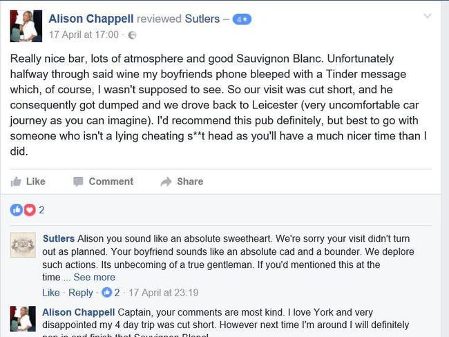 Woman uses restaurant review to publicly shame cheating ex-boyfriend ...